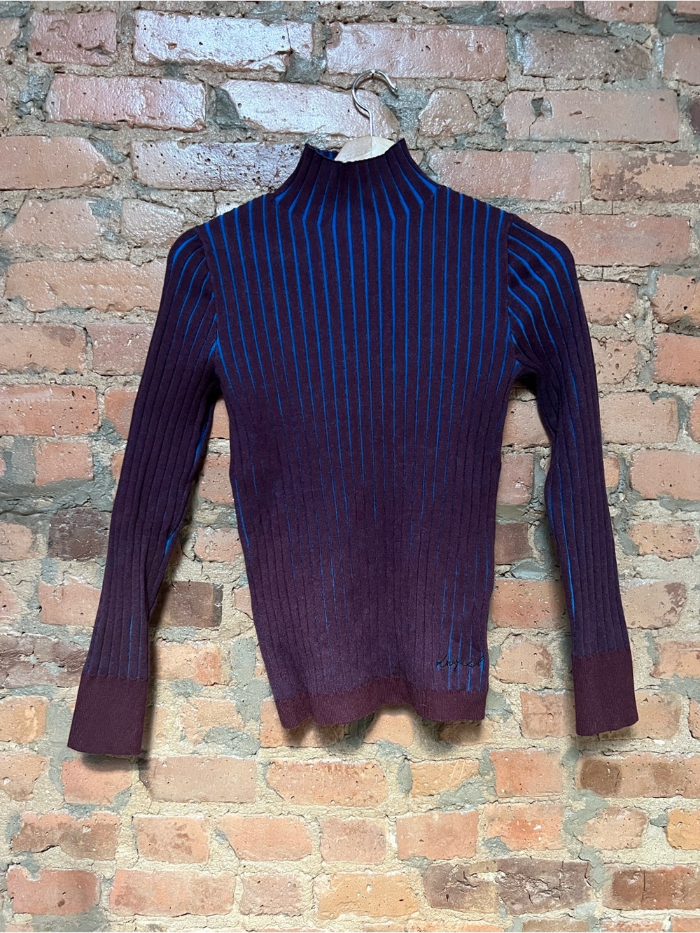 Desigual striped mock neck sweater. Size M